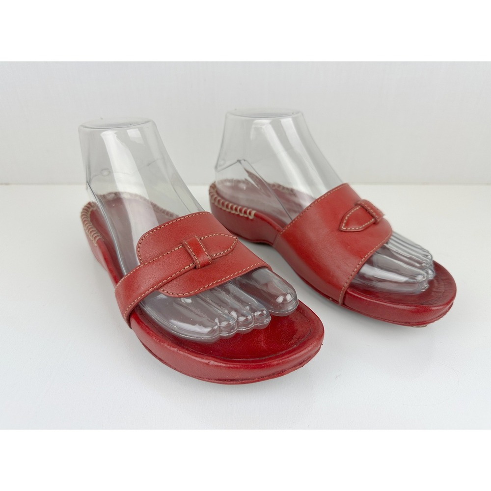 Timberland Red Genuine Leather Slide Sandals Womens Smart Comfort System Size 6M
